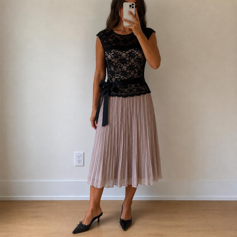 Black Lace Mauve Midi Dress Women S Coquette Goth Whimsygoth Balletcore